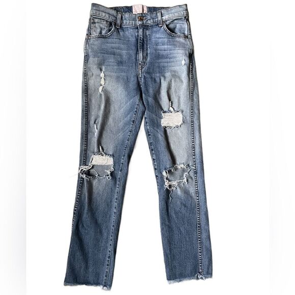 Revice Uptown Roadtrip Distressed Medium Wash Super High Rise Jeans (Size: 27) - Picture 11 of 16